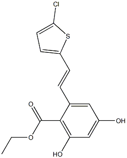 2-[2-(5-Chloro-thiophen-2-yl)-vinyl]-4,6-dihydroxy-benzoic acid ethyl ester 结构式