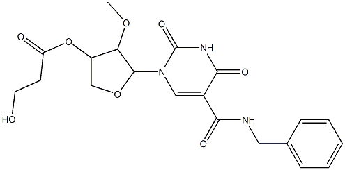 (2R,3R,4R,5R)-5-(5-(benzylcarbamoyl)-2,4-dioxo-3,4-dihydropyrimidin-1(2H)-yl)-2-(hydroxymethyl)-4-methoxytetrahydrofuran-3-yl acetate Structure