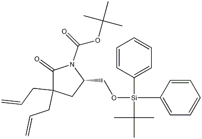 (S)-tert-butyl 3,3-diallyl-5-((tert-butyldiphenylsilyloxy)methyl)-2-oxopyrrolidine-1-carboxylate Struktur