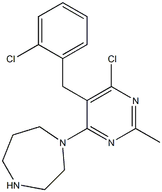 1-(6-chloro-5-(2-chlorobenzyl)-2-methylpyrimidin-4-yl)-1,4-diazepane Struktur