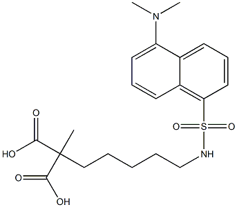 2-(5-(5-(dimethylamino)naphthalene-1-sulfonamido)pentyl)-2-methylmalonic acid,,结构式