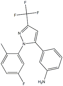 3-(1-(5-fluoro-2-methylphenyl)-3-(trifluoromethyl)-1H-pyrazol-5-yl)aniline Struktur