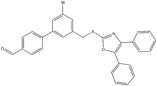 3'-bromo-5'-((4,5-diphenyloxazol-2-ylthio)methyl)biphenyl-4-carbaldehyde Structure