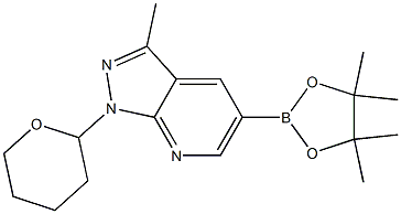 3-methyl-1-(tetrahydro-2H-pyran-2-yl)-5-(4,4,5,5-tetramethyl-1,3,2-dioxaborolan-2-yl)-1H-pyrazolo[3,4-b]pyridine Struktur