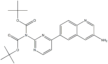 6-(2-bis(tert-butoxycarbonyl)aminopyrimidin-4-yl)quinolin-3-amine Struktur