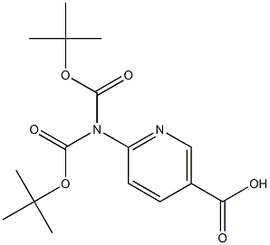 6-(bis(tert-butoxycarbonyl)amino)nicotinic acid 化学構造式