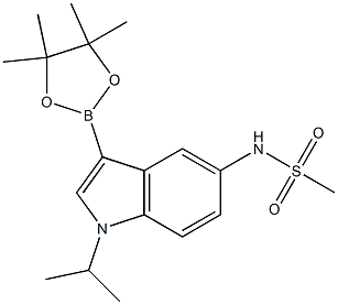 N-(1-isopropyl-3-(4,4,5,5-tetramethyl-1,3,2-dioxaborolan-2-yl)-1H-indol-5-yl)methanesulfonamide Struktur