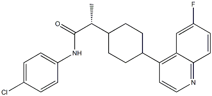 (R)-N-(4-chlorophenyl)-2-((1s,4S)-4-(6-fluoroquinolin-4-yl)cyclohexyl)propanamide,,结构式