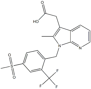 2-(2-methyl-1-(4-(methylsulfonyl)-2-(trifluoromethyl)benzyl)-1H-pyrrolo[2,3-b]pyridin-3-yl)acetic acid Struktur