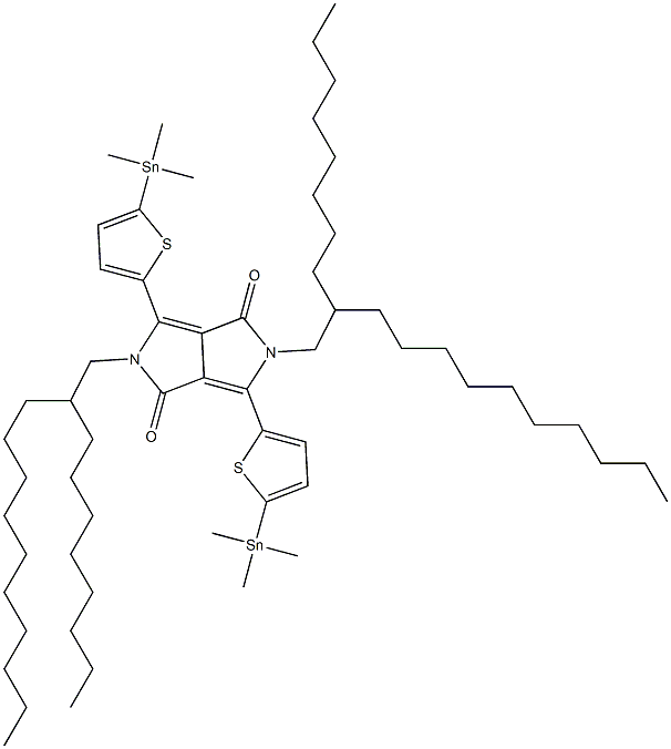 2,5-Bis-(2-octyl-dodecyl)-3,6-bis-(5-trimethylstannanyl-thiophen-2-yl)-2,5-dihydro-pyrrolo[3,4-c]pyrrole-1,4-dione,,结构式