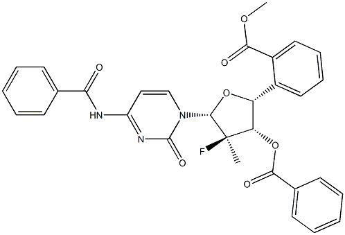 [(2R,3S,4R,5R)-5-(4-benzamido-2-oxo-1,2-dihydropyrimidin-1-yl)-3-(benzoyloxy)-4-fluoro-4-methyloxolan-2-yl]methyl benzoate Structure