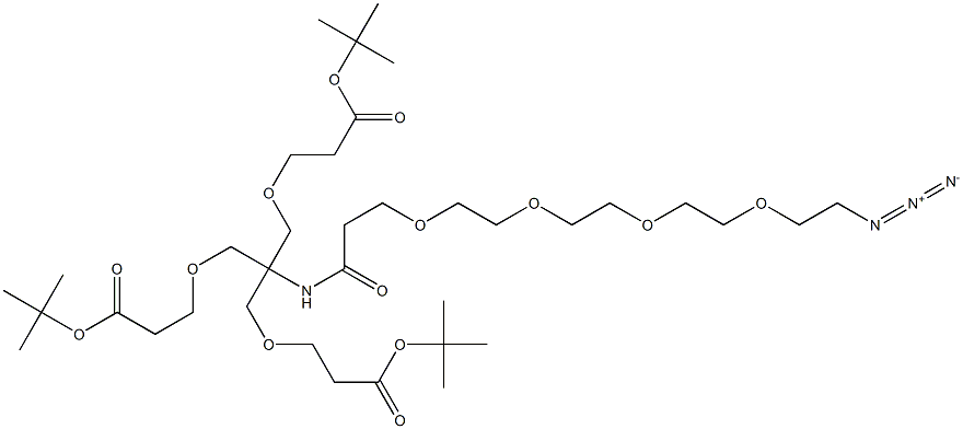 3-[2-[3-(2-{2-[2-(2-Azido-ethoxy)-ethoxy]-ethoxy}-ethoxy)-propionylamino]-3-(2-tert-butoxycarbonyl-ethoxy)-2-(2-tert-butoxycarbonyl-ethoxymethyl)-propoxy]-propionic acid tert-butyl ester Structure