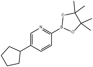 5-cyclopentyl-2-(4,4,5,5-tetramethyl-1,3,2-dioxaborolan-2-yl)pyridine 化学構造式