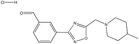 3-{5-[(4-methylpiperidin-1-yl)methyl]-1,2,4-oxadiazol-3-yl}benzaldehyde hydrochloride Structure