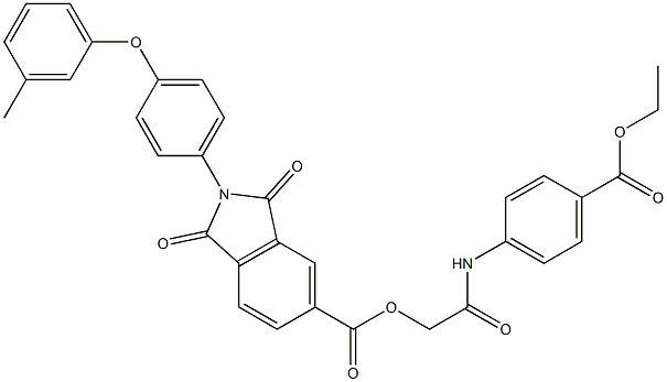 2-((4-(ethoxycarbonyl)phenyl)amino)-2-oxoethyl 1,3-dioxo-2-(4-(m-tolyloxy)phenyl)isoindoline-5-carboxylate 结构式