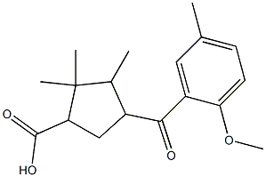 4-(2-methoxy-5-methylbenzoyl)-2,2,3-trimethylcyclopentanecarboxylic acid Struktur