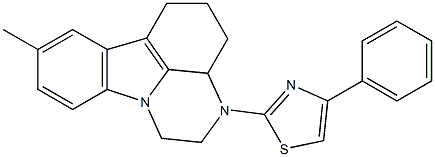 2-(8-methyl-3a,4,5,6-tetrahydro-1H-pyrazino[3,2,1-jk]carbazol-3(2H)-yl)-4-phenylthiazole Struktur
