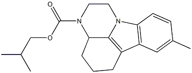 isobutyl 8-methyl-3a,4,5,6-tetrahydro-1H-pyrazino[3,2,1-jk]carbazole-3(2H)-carboxylate 化学構造式