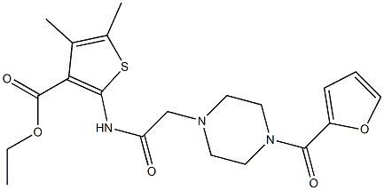 ethyl 2-(2-(4-(furan-2-carbonyl)piperazin-1-yl)acetamido)-4,5-dimethylthiophene-3-carboxylate Structure