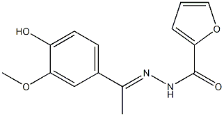 (E)-N'-(1-(4-hydroxy-3-methoxyphenyl)ethylidene)furan-2-carbohydrazide 化学構造式