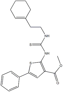 methyl 2-(3-(2-(cyclohex-1-en-1-yl)ethyl)thioureido)-5-phenylthiophene-3-carboxylate Structure