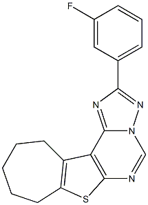 2-(3-fluorophenyl)-9,10,11,12-tetrahydro-8H-cyclohepta[4,5]thieno[3,2-e][1,2,4]triazolo[1,5-c]pyrimidine 化学構造式