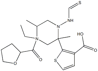 methyl 4-ethyl-5-methyl-2-(4-(tetrahydrofuran-2-carbonyl)piperazine-1-carbothioamido)thiophene-3-carboxylate Structure