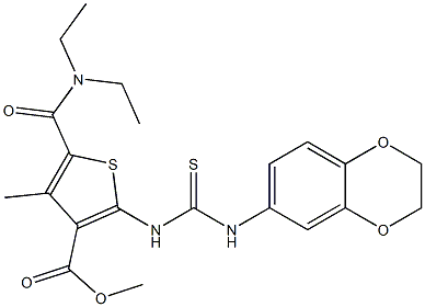 methyl 5-(diethylcarbamoyl)-2-(3-(2,3-dihydrobenzo[b][1,4]dioxin-6-yl)thioureido)-4-methylthiophene-3-carboxylate|