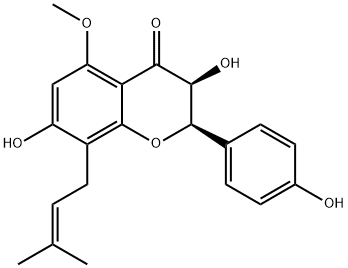3,7,4'-Trihydroxy-5-methoxy-8-prenylflavanone, (2R,3S)- Struktur