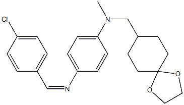 (Z)-N1-(1,4-dioxaspiro[4.5]decan-8-ylmethyl)-N4-(4-chlorobenzylidene)-N1-methylbenzene-1,4-diamine Structure