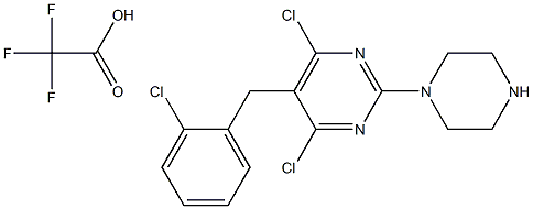 4,6-dichloro-5-(2-chlorobenzyl)-2-(piperazin-1-yl)pyrimidine 2,2,2-trifluoroacetate Struktur