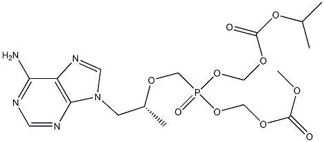 (R) - [2-(6-amino-purin-9-yl)-1-methyl-ethoxymethyl]-phosphonic acid isopropoxycarbonyloxymethyl ester-methoxycarbonyloxy methyl ester Struktur