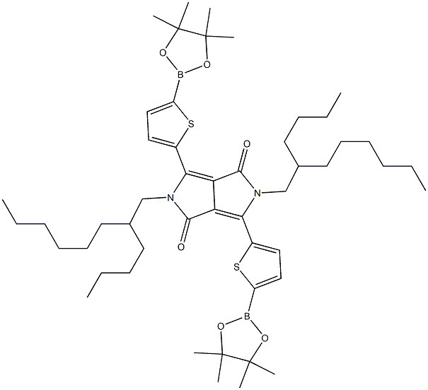 2,5-Bis(2-butyloctyl)-3,6-bis(5-(4,4,5,5-tetramethyl-1,3,2-dioxaborolan-2-yl)thiophen-2-yl)pyrrolo[3,4-c]pyrrole-1,4(2H,5H)-dione Structure