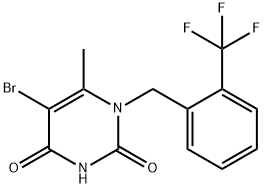 5-bromo-6-methyl-1-{[2-(trifluoromethyl)phenyl]methyl}-1,2,3,4-tetrahydropyrimidine-2,4-dione, 2102411-35-6, 结构式