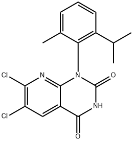 6,7-二氯-1-(2-异丙基-6-甲基苯基)吡啶并[2,3-D]嘧啶-2,4(1H,3H)-二酮, 2096992-01-5, 结构式