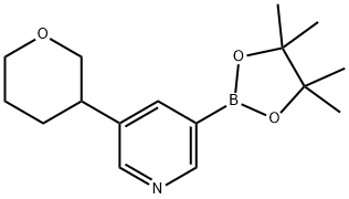 3-(tetrahydro-2H-pyran-3-yl)-5-(4,4,5,5-tetramethyl-1,3,2-dioxaborolan-2-yl)pyridine 化学構造式