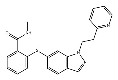 N-methyl-2-((1-(2-(pyridin-2-yl)ethyl)-1H-indazol-6-yl)thio)benzamide Structure