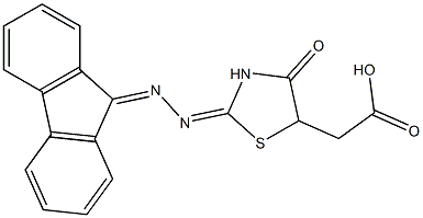2-(2-((9H-fluoren-9-ylidene)hydrazono)-4-oxothiazolidin-5-yl)acetic acid Struktur