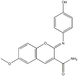 (Z)-2-((4-hydroxyphenyl)imino)-6-methoxy-2H-chromene-3-carboxamide,,结构式