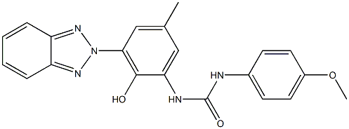 1-(3-(2H-benzo[d][1,2,3]triazol-2-yl)-2-hydroxy-5-methylphenyl)-3-(4-methoxyphenyl)urea Struktur