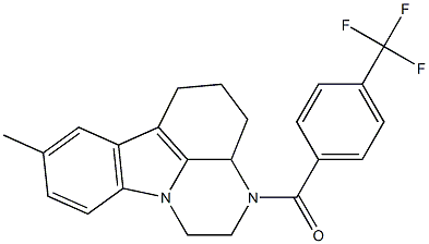 (8-methyl-3a,4,5,6-tetrahydro-1H-pyrazino[3,2,1-jk]carbazol-3(2H)-yl)(4-(trifluoromethyl)phenyl)methanone 化学構造式