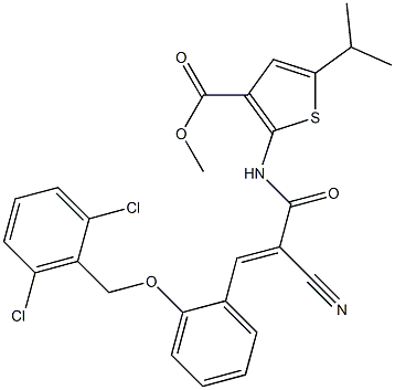 (E)-methyl 2-(2-cyano-3-(2-((2,6-dichlorobenzyl)oxy)phenyl)acrylamido)-5-isopropylthiophene-3-carboxylate Structure