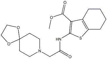methyl 2-(2-(1,4-dioxa-8-azaspiro[4.5]decan-8-yl)acetamido)-4,5,6,7-tetrahydrobenzo[b]thiophene-3-carboxylate 结构式
