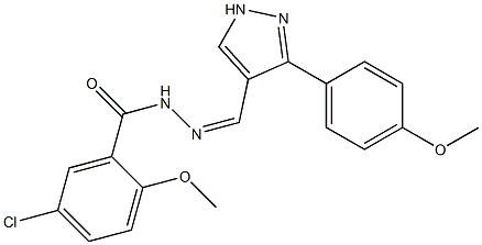 (Z)-5-chloro-2-methoxy-N'-((3-(4-methoxyphenyl)-1H-pyrazol-4-yl)methylene)benzohydrazide Structure