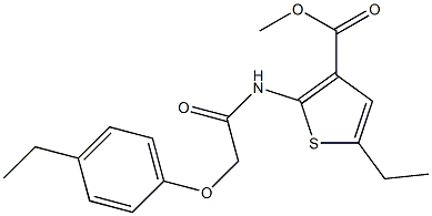 methyl 5-ethyl-2-(2-(4-ethylphenoxy)acetamido)thiophene-3-carboxylate 化学構造式