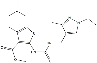 methyl 2-(3-((1-ethyl-3-methyl-1H-pyrazol-4-yl)methyl)thioureido)-6-methyl-4,5,6,7-tetrahydrobenzo[b]thiophene-3-carboxylate Structure