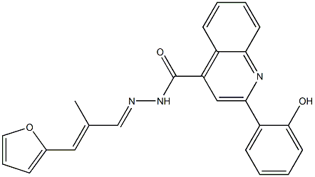 (E)-N'-((E)-3-(furan-2-yl)-2-methylallylidene)-2-(2-hydroxyphenyl)quinoline-4-carbohydrazide 化学構造式