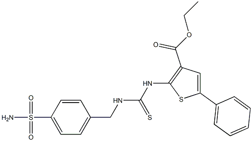 ethyl 5-phenyl-2-(3-(4-sulfamoylbenzyl)thioureido)thiophene-3-carboxylate 化学構造式