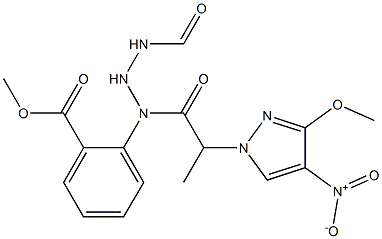 methyl 2-(2-(2-(3-methoxy-4-nitro-1H-pyrazol-1-yl)propanoyl)hydrazinecarboxamido)benzoate Structure