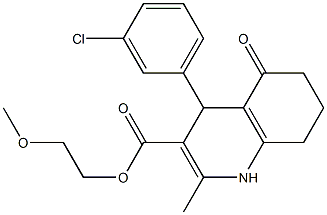 2-methoxyethyl 4-(3-chlorophenyl)-2-methyl-5-oxo-1,4,5,6,7,8-hexahydroquinoline-3-carboxylate,,结构式